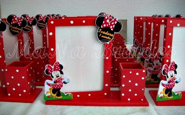 PORTA RETRATO C/ PORTA LÁPIS EM MDF da Minnie