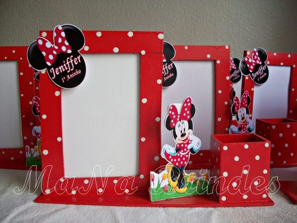 PORTA RETRATO C/ PORTA LÁPIS EM MDF da Minnie