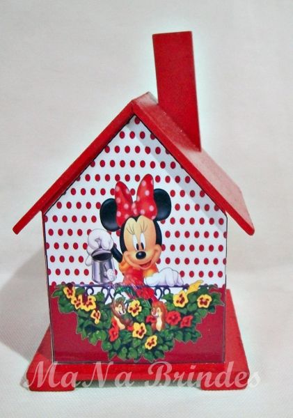 Casinha Cofre em MDF  da Minnie Vermelha