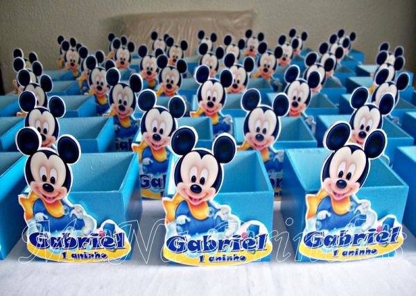 Centro de Mesa em MDF do Mickey Baby