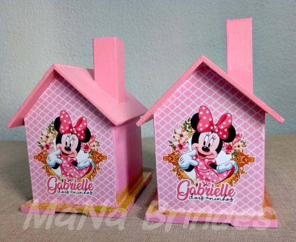 Casinha Cofre em MDF da Minnie Rosa